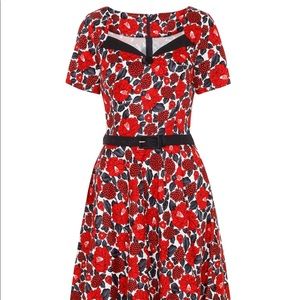 Voodoo Vixen Holly Red Floral Dress -M